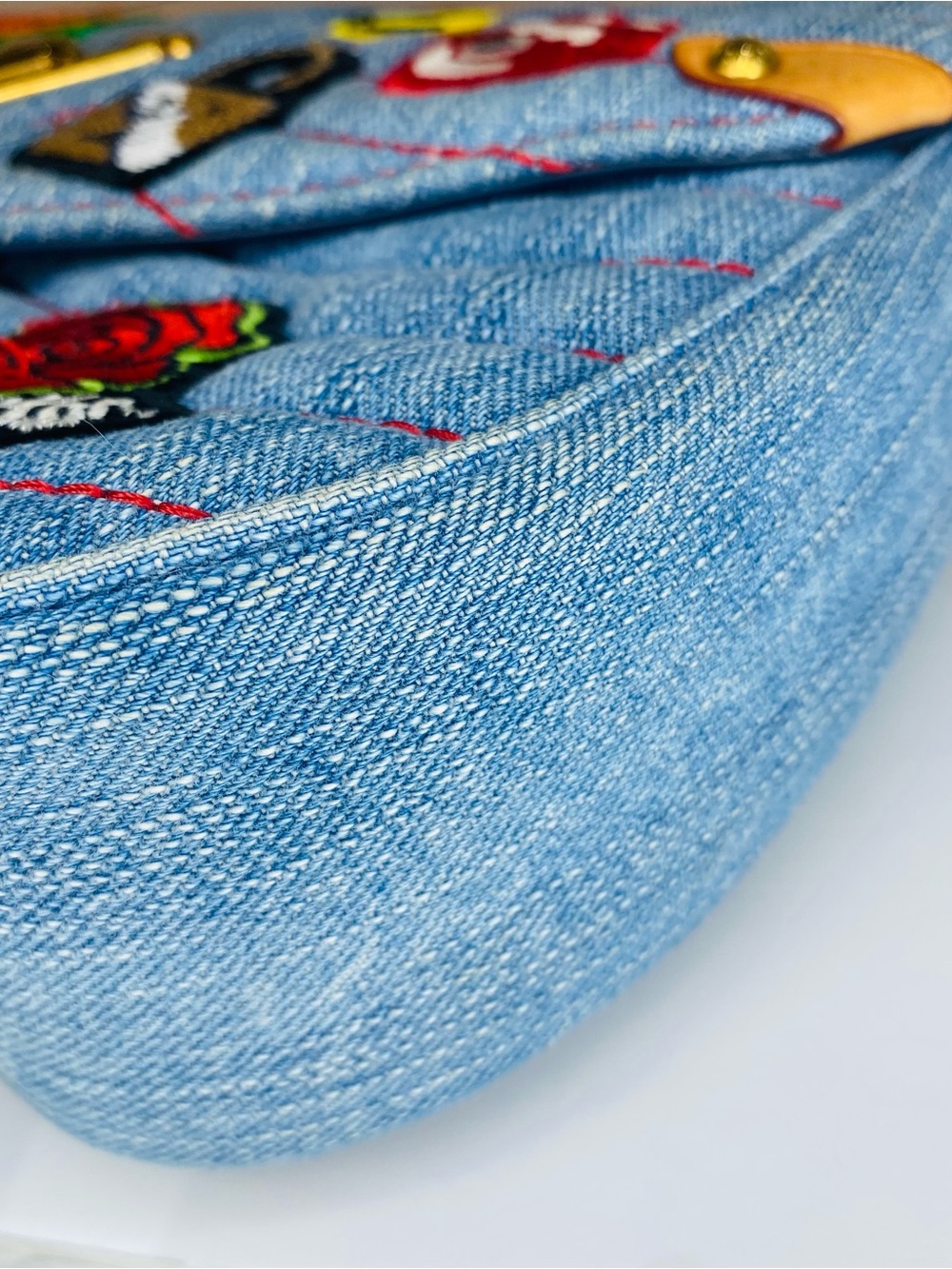 Louis Vuitton Denim Patchwork New Wave Shoulder Bag with Colorful Embroidered - Picture 6 of 12